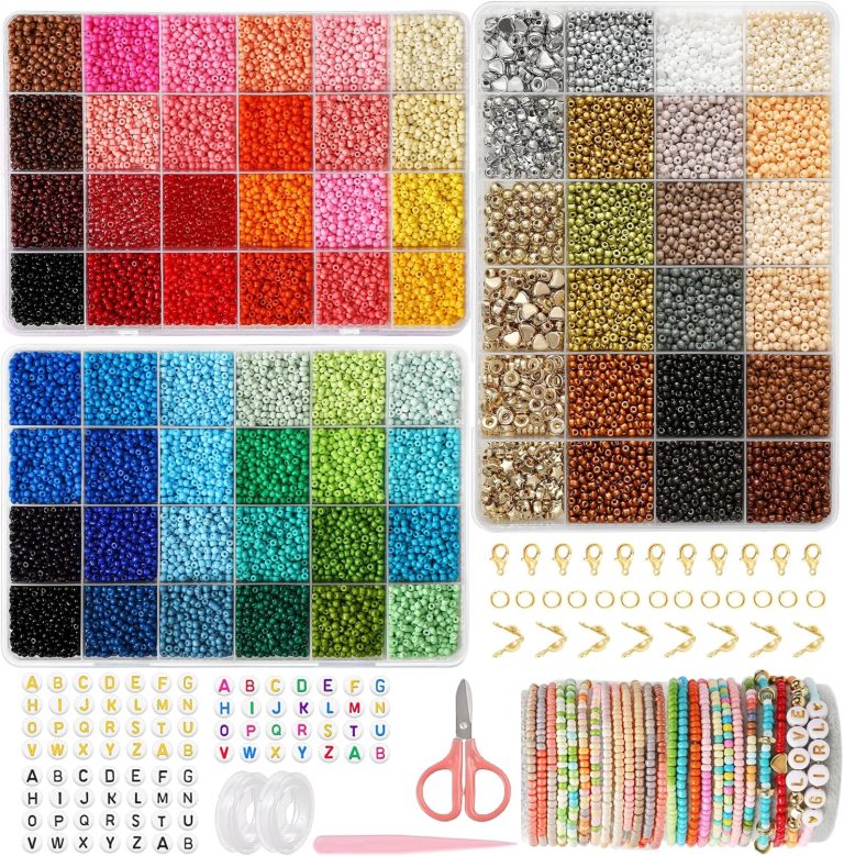 FEHCBIO 38500 Stück 72 Farben Perlen Set 3 Kits,Selber Machen Perlen für Armbänder, DIY Armband mit Buchstabenperlen zum Auffädeln Schmuckherstellungs Set für Weihnachten,Partys,Feiertag