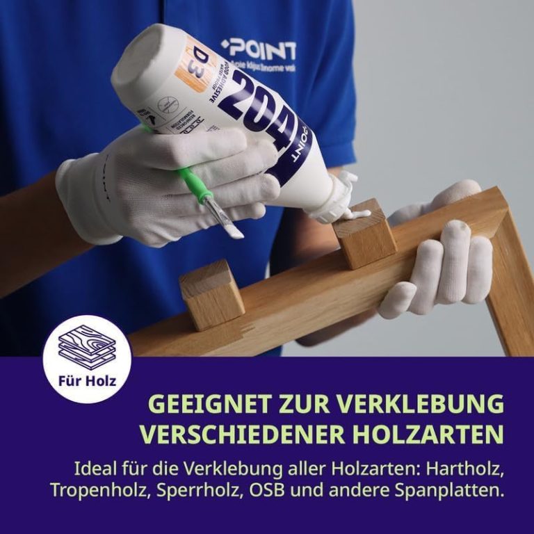 Holz Leim – Starker D3-Pva-Kleber 500 ml – Ultrastarker Holzleim Wasserfest für Möbel Hartholz Sperrholz Mdf & mehr – Schnell Trocknender Pva Holzleim Transparent – Heimwerkerbedarf von Point