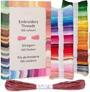 Stickgarn Set 100 Farben je 5 Meter: Schönes Garn zum Sticken, Knüpfen, Flechten, Basteln, Häkeln – Kreuzstich Set – Nähgarn von LIVAIA