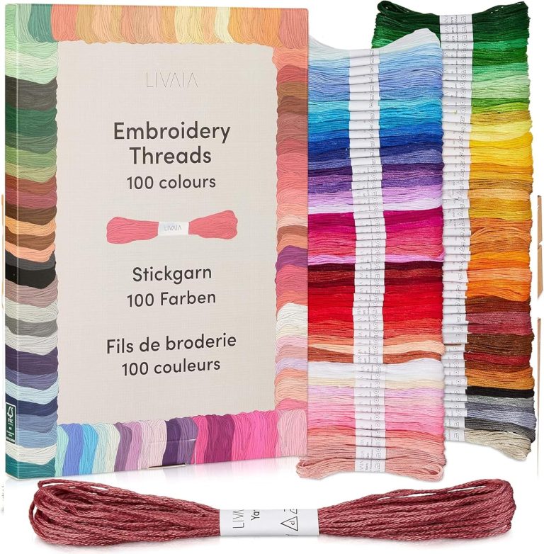 Stickgarn Set 100 Farben je 5 Meter: Schönes Garn zum Sticken, Knüpfen, Flechten, Basteln, Häkeln – Kreuzstich Set – Nähgarn von LIVAIA